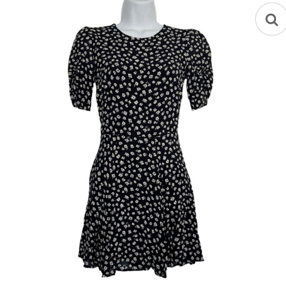 Reformation Floral Black and White Dress